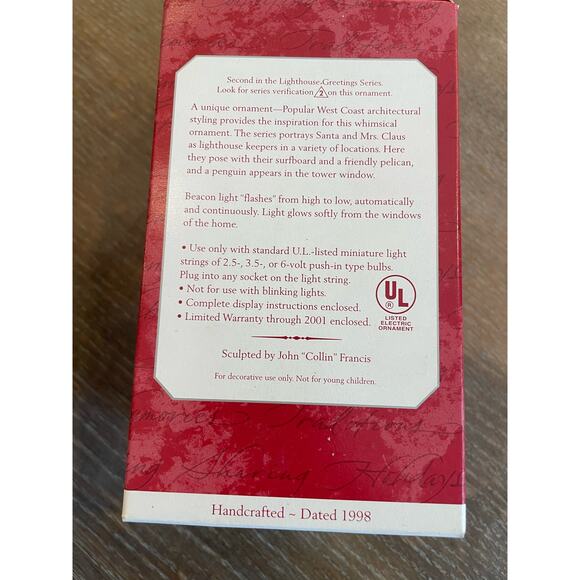 Hallmark Ornament Lighthouse Greetings Magic Collector's Series 1998 - Picture 4 of 6